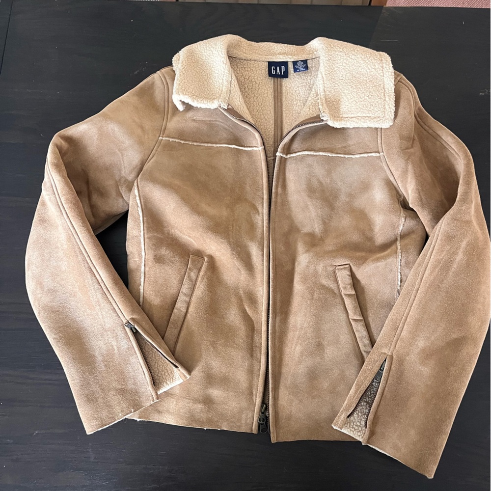 GAP Beige Suede Jacket with Fleece Lining